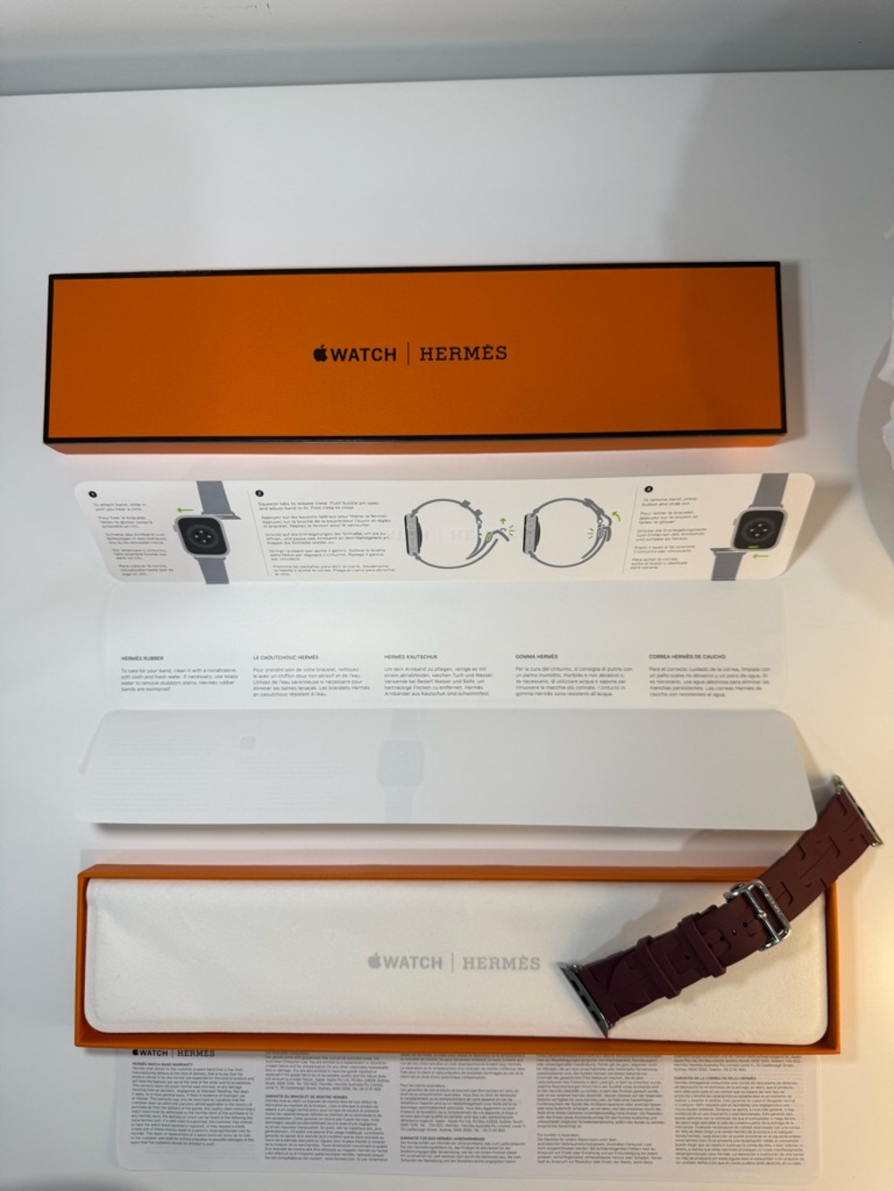 Apple Watch Hermès 45mm Rouge H Kilim Band w/ Stainless Steel Deployment Buckle - Picture 8 of 16